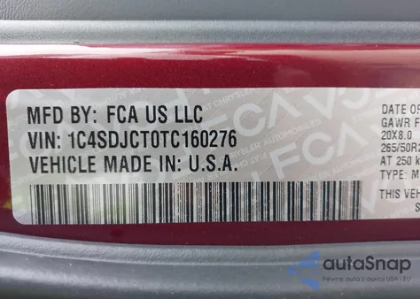 2026 Dodge Durango Gt Plus Hemi V8 Awd z USA, uszkodzony, nr VIN 1C4SDJCT0TC160276